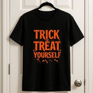 Trick or Treat Yourself Halloween Graphic T-Shirt – Black